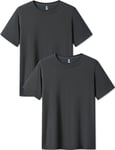 LAPASA Lot de 2 T-Shirts Homme en Micromodal Uni Manches Courtes Maillots de Corps Doux et Confortable M07 Col Rond Gris L