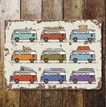 Camper van collage, VW. Volkswagen - Metal Advertising Wall Sign 28cm x 41 cm.