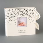 Baby's First Christmas Photo Album  Holds 80 Photo's Cream Silver Stars 19x 18cm