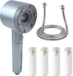 Pommeau de Douche avec Tuyau 1,5M,5 Modes de Jet Pommeau Douche Anti Calcaire,Filtre Coton PP Remplaçable Pommeau de Douche Filtrant,Shower Head,Pommes de Douche (Ciel Étoilé Argent).[T510]