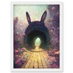 Down The Rabbit Hole Alice In Wonderland Easter Bunny Tunnel Artwork Framed Wall Art Print A4