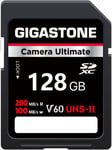 UHS-II V60 128 Go Carte SD, Camera Ultimate, Vitesse jusqu'à 280/100 Mo/s, U3 SDXC 4K Ultra HD UHD Video pour DSLR Canon, Nikon, Sony, Pentax, Kodak, Panasonic, avec 1 Mini étui