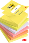 Post-It® Z-Notes Neon Regnbuefarver, 6 Blokke, 76 Mm X 76 Mm, 100 Ark Pr. Blok