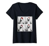 Womens Funny Seagull in Santa Hat Christmas Photo Booth Xmas Selfie V-Neck T-Shirt