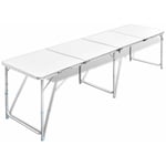 Table pliante de camping en aluminium avec hauteur ajustable vidaXL - Blanc