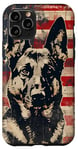 Coque pour iPhone 11 Pro Drapeau blanc moderne rayé patriotique berger allemand américain