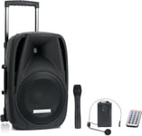 ENCEINTE 12" 80W MICROPHON SANS FIL CASQUE MICRO SET PORTATIF KARAOKE DJ PA EQ