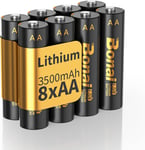 Piles Lithium AA 1.5V - 3500mAh Haute Capacité, Sortie Constante, Faible Auto-décharge Ultimate Power for High Drain Devices, Non-Rechargeable (8 Pack).[G185]