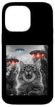 Coque pour iPhone 14 Pro Max Maine Coon Cat Selfie avec Alien OVNI Homme, Femme, Enfant