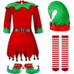 Jultomte Cosplay-dräkt för barn flickor Jul fest Cosplay-kläder Klänning strumpor skor hatt set Semester Fancy Dress Up 3-10 år gammal 4-5 Years