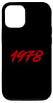 Coque pour iPhone 14 Vintage Birthday Since 1978 avec police rouge Awesome