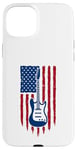 Coque pour iPhone 15 Plus Drapeau américain guitare électrique drapeau américain pour guitariste drapeau USA