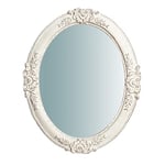 Biscottini Miroir Mural Rond 51,5x3,5x41,5 cm | Miroir de Salle de Bain avec Cadre en Bois | Miroir Mural Blanc | Miroir Mural décoratif Mural