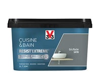 V33 Peinture Multi-supports Monocouche Cuisine & Bain Resist'Extrême Satin, Gris Roche, 2L