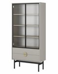 Selsey Vitrine, Engineered Wood, Taupe (Gris-Beige), 85,5 cm Largeur