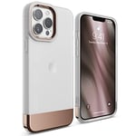 elago Glide Case Compatible with iPhone 13 Pro Max Case (6.7"), Protective Thin TPU Cover, Shockproof, Enhanced Camera Guard, Anti-Scratch, Simple and Unique Design (Frosted Clear/Rose Gold)