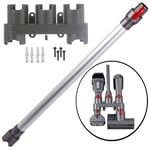 Silver Wand Tube for DYSON V8 SV10 Pipe Rod Vacuum + Wall Mount Tool Holder Rack