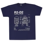 Star Wars - R2D2 Specs Uni - Large - Unisex - New naxy t-shirt - T777z