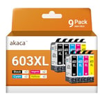 akaca 603XL Cartouches d'encre Compatibles avec Epson 603 603XL (3X Noir, 2X Cyan, 2X Magenta, 2X Jaune), pour Expression Home XP-2100 XP-3100 XP-4100 XP-4150, Workforce WF-2830 WF-2835 WF-2840