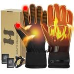 BIAOQINBO Gants Chauffants avec Batterie Rechargeable 5V 5000mAh*2，3 Niveaux De Températures，Gants Chauffants Électriques pour Hommes et Femmes Gants chauds Écran Tactile (Noir, L/XL)