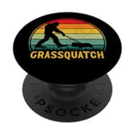 Grassquatch Sasquatch Bigfoot Tondeuse à gazon vintage rétro PopSockets PopGrip Adhésif