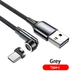 câble Micro usb/Type C 3a magnétique rotatif à 540 °,charge rapide,pour téléphone Iphone,Xiaomi - Type For Type-c grey-2M