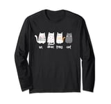 Funny French Cat Graphic Un Deux Trois Cat Long Sleeve T-Shirt