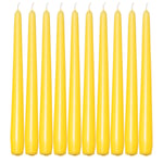 Yellow Taper Dinner Candles  9" 24cm Candle Unscented 7 Hour Burn Time 10 Pack