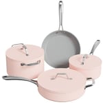 Ciarra Beyond - Batterie de Cuisine - Set de 4 Pièces - Poêle à Frire 26cm - Sauteuse 28cm/4.2L- Cocotte 24cm/5.9L - Casserole 20cm/ 2.8L - Revêtement Antiadhésif - Tous Feux dont Induction-Rose