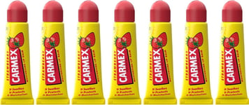 7x Carmex Strawberry Moisturising Lip Balm Tube SPF15 Dry Chapped Lips 10g