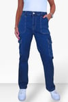 Wide Leg Denim Cargo Pants