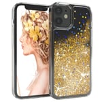 For Apple iPhone 12 Mini Cover Liquid Glitter Cover Protection Phone Case Gold