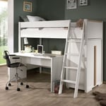 Pack - Lit Mezzanine Enfant & Armoire & Bureau "London" Blanc