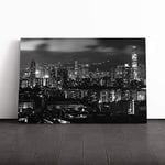 Big Box Art Canvas Print Wall Art Hong Kong City Skyline China (5) | Mounted and Stretched Box Frame Picture | Home Decor for Kitchen, Living Room, Bedroom, Hallway, Multi-Colour, 30x20 Inch