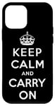 Coque pour iPhone 12 mini Poster imprimé rétro avec inscription « Keep Calm and Carry On »