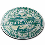 Round Mouse Mat - Hawaii Surf Camp Waikiki Beach US Office Gift #5512