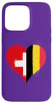 Coque pour iPhone 15 Pro Max Coeur pour Fier Suisse Belge Un Drapeau Belgique Suisse