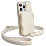 ZVE Étui Portefeuille à bandoulière pour iPhone 13 Pro Max avec Fermeture éclair et Porte-Cartes Anti-RFID, dragonne, Cadeau pour Femme, pour iPhone 13 Pro Max (6,7", 2021) - Beige