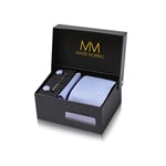 Massi Morino Tie and Pocket Square Set Men incl. Cufflinks, Tie Pin and Gift Box - Men's Tie Set light blue for Wedding