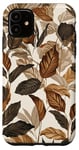 Coque pour iPhone 11 Brown Leaves Floral Flower Pattern Phone Cover