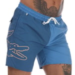 Lacoste Mens Bicolour Crocodile Print Swim Shorts in Blue material_polyester - Size Medium