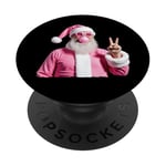 Funny Christmas Pink Santa Blowing Bubble Pop Vintage PopSockets PopGrip Adhésif