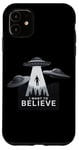 iPhone 11 I Want to Believe UFO Alien Abduction Funny Alien Lover Area Case