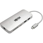 Tripp Lite U442-DOCK11-S USB-C (Type-C) Docking Station, with HDMI, PD Charging, SD/Micro SD, GbE, USB-A Hub, USB 3.1 Gen 1, Thunderbolt 3 Compatible, 4K x 2K @ 30 Hz, Silver