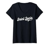 Womens Saint Lucia Typeset Love St. Lucia St. Lucian Pride V-Neck T-Shirt