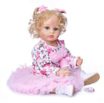 Reborn Baby Dolls 55cm 22 'Curly Hair Girls Réaliste Reborn Babies Toddler Lifelike Baby Doll Full Body Soft Silicone Baby Girl Real Touch pour Enfant de 3 Ans et Plus Jouets