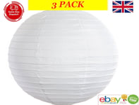 3 PACK WHITE 12" 30CM Round Paper Lanterns Lamp Shade Wedding Birthday Party Dec