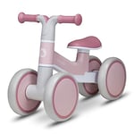 lionelo Villy Draisienne Légère, Vélo à 4 Roues de 1 à 3 Ans jusqu'à 30 kg Amorti à l'avant, Siège Ergonomique, pour Les Filles et Les Garçons, Jouet d'Equitation Trotteur Bébé (Pink Rose)
