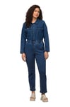 Ulla Popken Femme Grandes Tailles Combinaison d'ouvrier en Jean, col Chemise et Manches Longues Bleu Jean 54 819998902-52