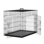 Nobleza Cage Chien Pliante en Métal, 91x57x63,5cm, 2 Portes (Frontale et Latérale), Cage pour Chien et Transportable avec Poignées et Plateau, Nior